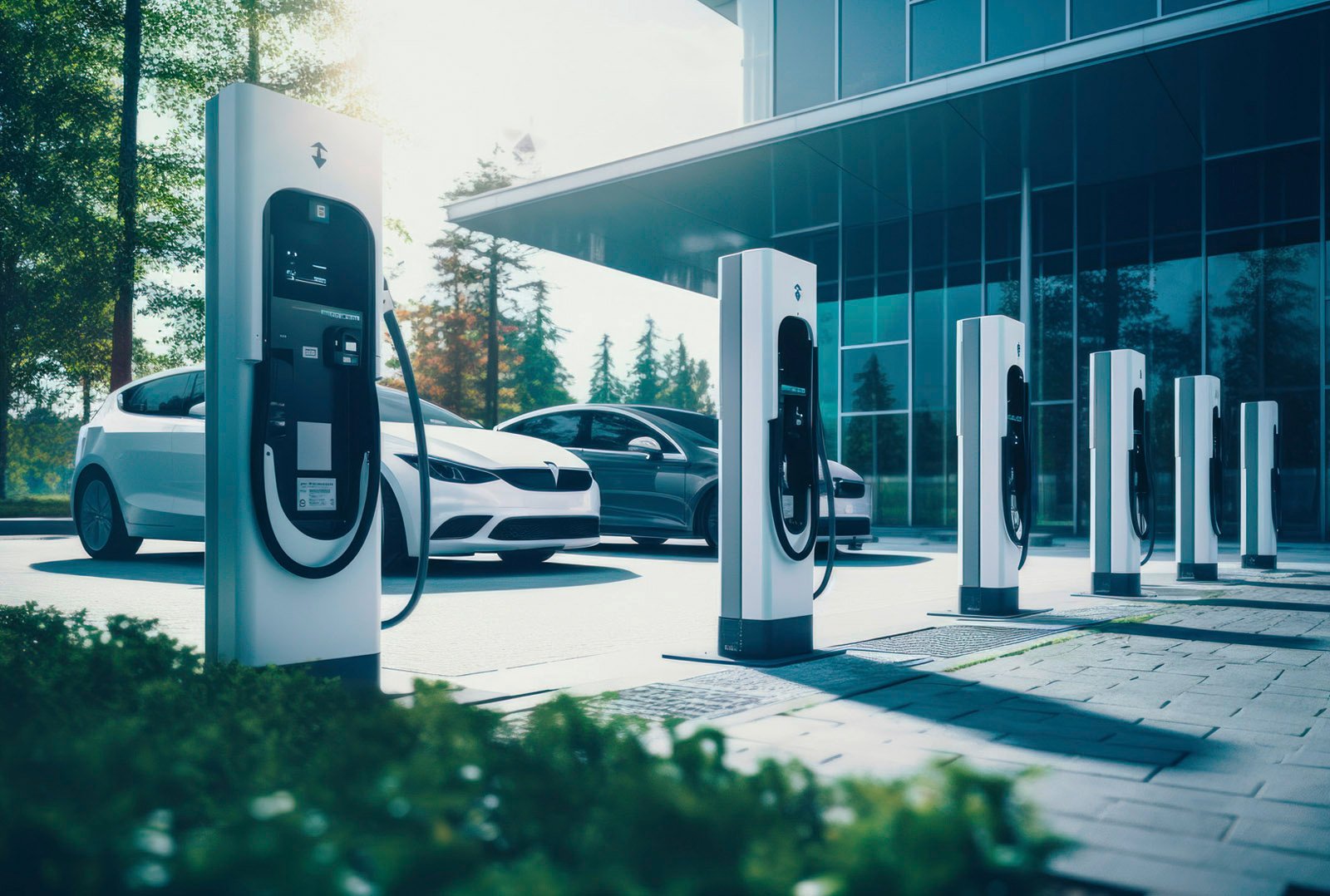 e-mobilio service fleet2e anzeigebild unternehmensfuhrpark mit ladesäulen