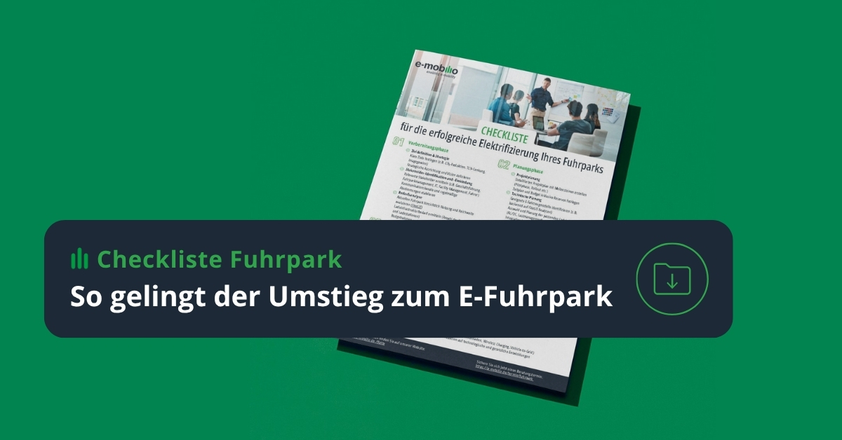 e-mobilio Checkliste für Ihr Projekt Fuhrpark-Elektrifizierung