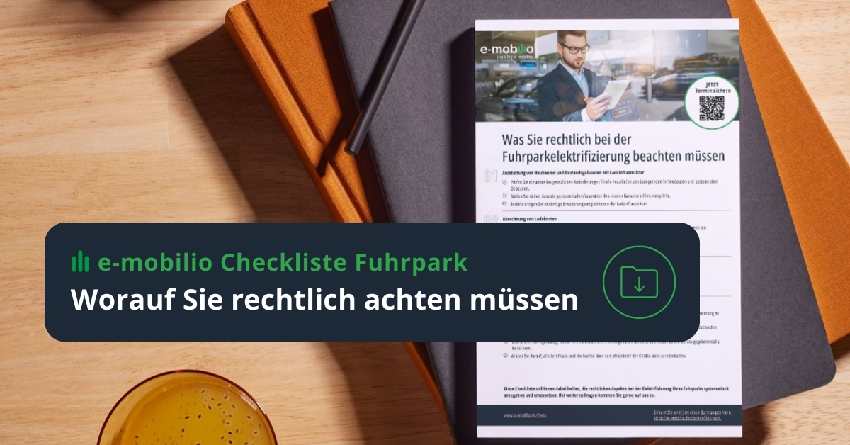e-mobilio Checkliste rechtliche Regelungen beim E-Fuhrpark