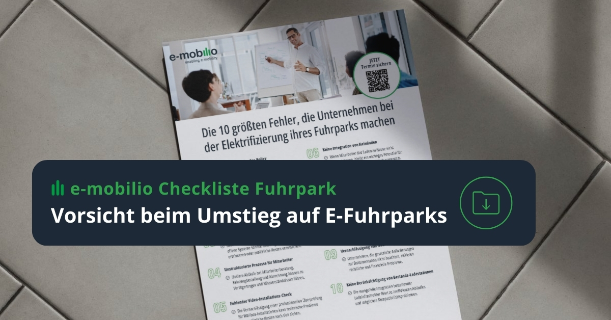 e-mobilio Checkliste Probleme und Fehler beim Umstieg auf den E-Fuhrpark