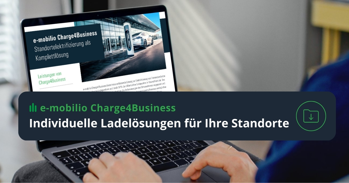 e-mobilio Charge4Business Factsheet mit unserem Service für Ladehardware an Ihren Standorten